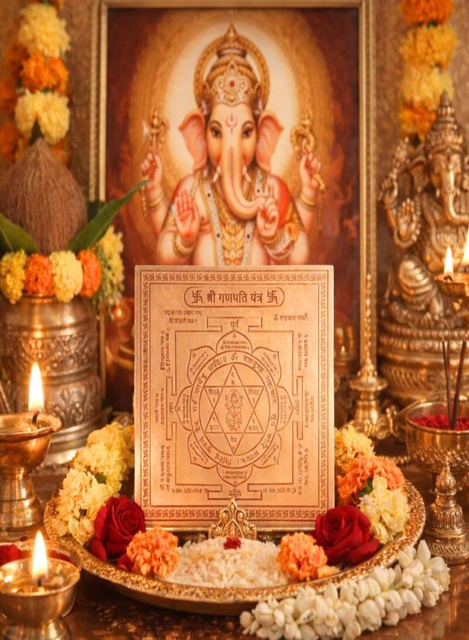 CRAFT QUEST Shree Yantra Orignal - Copper - (3 X 3 inches, Brown) (Ganesh Yantra) - Image 4